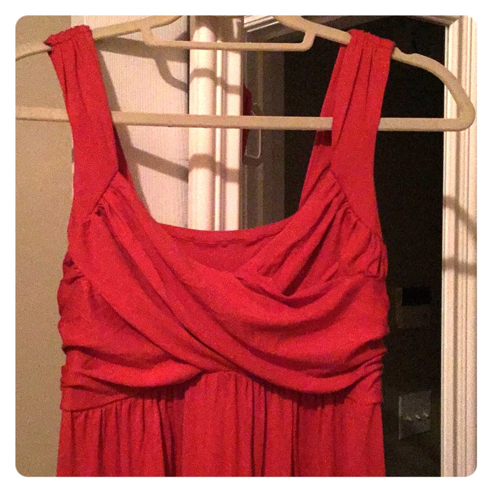 Beautiful burnt orange color, long dress.